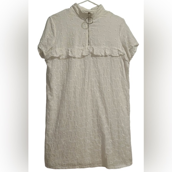 Daisy Street Women’s Eyelet Short Sleeve Ruffle Tunic Baby Doll White sz8 - Picture 14 of 14